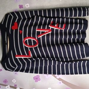 Talbots Navy and White Striped sweater   Size MED